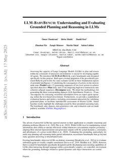 LLM-BABYBENCH: Understanding and Evaluating Grounded Planning and Reasoning in LLMs