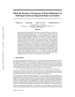 Ditch the Denoiser: Emergence of Noise Robustness in Self-Supervised Learning from Data Curriculum