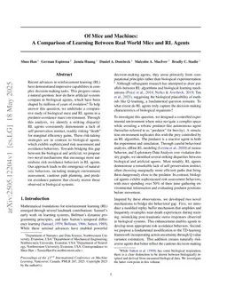 Of Mice and Machines: A Comparison of Learning Between Real World Mice and RL Agents