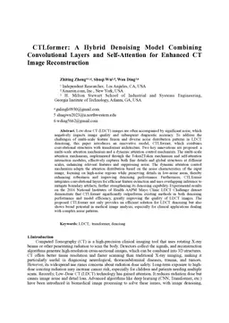 CTLformer: A Hybrid Denoising Model Combining Convolutional Layers and Self-Attention for Enhanced CT Image Reconstruction