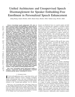 Unified Architecture and Unsupervised Speech Disentanglement for Speaker Embedding-Free Enrollment in Personalized Speech Enhancement