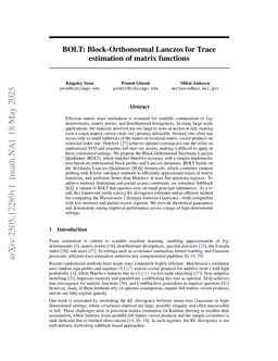 BOLT: Block-Orthonormal Lanczos for Trace estimation of matrix functions