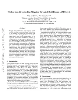 Wisdom from Diversity: Bias Mitigation Through Hybrid Human-LLM Crowds