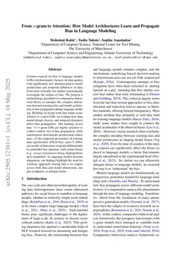 From n-gram to Attention: How Model Architectures Learn and Propagate Bias in Language Modeling