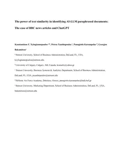 The power of text similarity in identifying AI-LLM paraphrased documents: The case of BBC news articles and ChatGPT