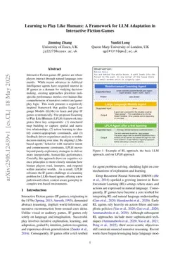 Learning to Play Like Humans: A Framework for LLM Adaptation in Interactive Fiction Games