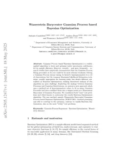 Wasserstein Barycenter Gaussian Process based Bayesian Optimization