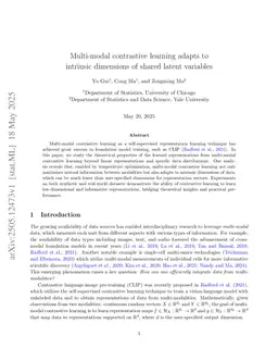Multi-modal contrastive learning adapts to intrinsic dimensions of shared latent variables