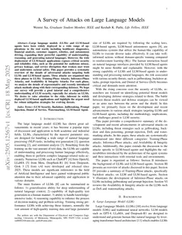 A Survey of Attacks on Large Language Models