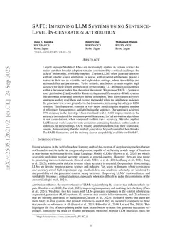 SAFE: Improving LLM Systems using Sentence-Level In-generation Attribution