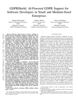 GDPRShield: AI-Powered GDPR Support for Software Developers in Small and Medium-Sized Enterprises