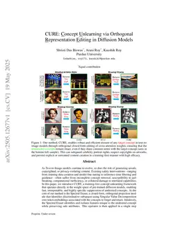 CURE: Concept Unlearning via Orthogonal Representation Editing in Diffusion Models