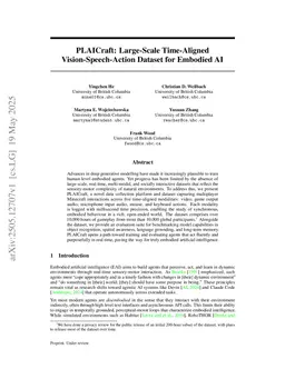 PLAICraft: Large-Scale Time-Aligned Vision-Speech-Action Dataset for Embodied AI