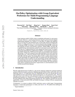 On-Policy Optimization with Group Equivalent Preference for Multi-Programming Language Understanding