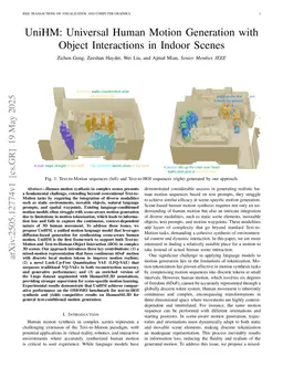 UniHM: Universal Human Motion Generation with Object Interactions in Indoor Scenes