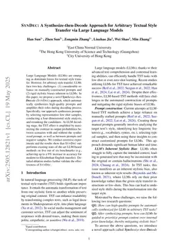 SynDec: A Synthesize-then-Decode Approach for Arbitrary Textual Style Transfer via Large Language Models