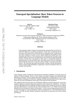 Emergent Specialization: Rare Token Neurons in Language Models