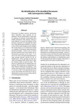 Re-identification of De-identified Documents with Autoregressive Infilling