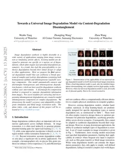 Towards a Universal Image Degradation Model via Content-Degradation Disentanglement