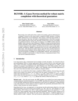 RGNMR: A Gauss-Newton method for robust matrix completion with theoretical guarantees