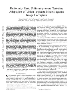 Uniformity First: Uniformity-aware Test-time Adaptation of Vision-language Models against Image Corruption