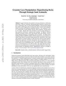 Granular Loco-Manipulation: Repositioning Rocks Through Strategic Sand Avalanche