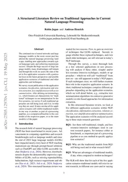 A Structured Literature Review on Traditional Approaches in Current Natural Language Processing