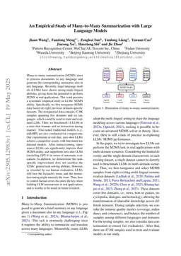 An Empirical Study of Many-to-Many Summarization with Large Language Models