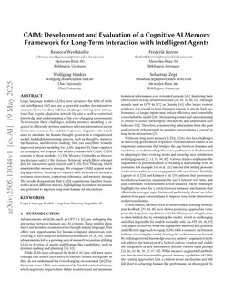 CAIM: Development and Evaluation of a Cognitive AI Memory Framework for Long-Term Interaction with Intelligent Agents