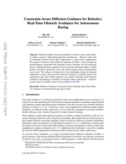 Constraint-Aware Diffusion Guidance for Robotics: Real-Time Obstacle Avoidance for Autonomous Racing
