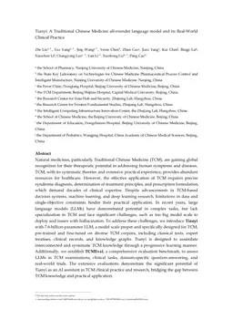 Tianyi: A Traditional Chinese Medicine all-rounder language model and its Real-World Clinical Practice
