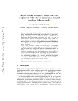 Higher fidelity perceptual image and video compression with a latent conditioned residual denoising diffusion model