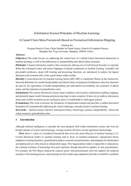 Information Science Principles of Machine Learning: A Causal Chain Meta-Framework Based on Formalized Information Mapping