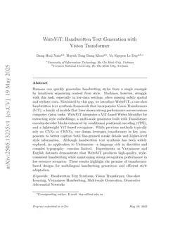 WriteViT: Handwritten Text Generation with Vision Transformer