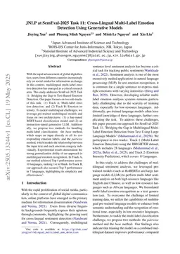 JNLP at SemEval-2025 Task 11: Cross-Lingual Multi-Label Emotion Detection Using Generative Models