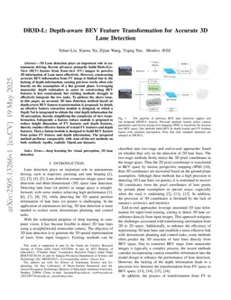 DB3D-L: Depth-aware BEV Feature Transformation for Accurate 3D Lane Detection
