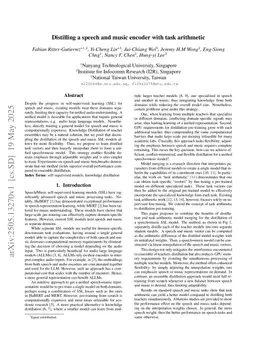Distilling a speech and music encoder with task arithmetic