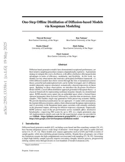 One-Step Offline Distillation of Diffusion-based Models via Koopman Modeling