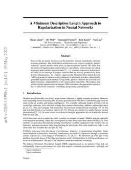 A Minimum Description Length Approach to Regularization in Neural Networks