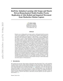 KinTwin: Imitation Learning with Torque and Muscle Driven Biomechanical Models Enables Precise Replication of Able-Bodied and Impaired Movement from Markerless Motion Capture