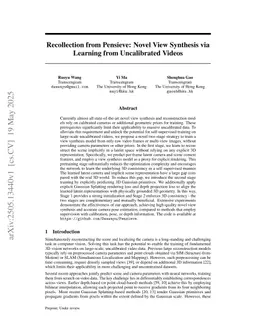 Recollection from Pensieve: Novel View Synthesis via Learning from Uncalibrated Videos
