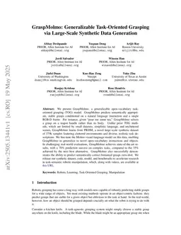 GraspMolmo: Generalizable Task-Oriented Grasping via Large-Scale Synthetic Data Generation