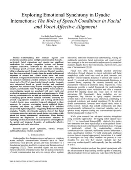 Spatiotemporal Emotional Synchrony in Dyadic Interactions: The Role of Speech Conditions in Facial and Vocal Affective Alignment