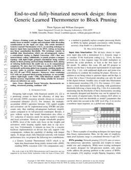 End-to-end fully-binarized network design: from Generic Learned Thermometer to Block Pruning