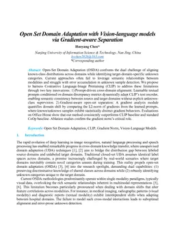 Open Set Domain Adaptation with Vision-language models via Gradient-aware Separation