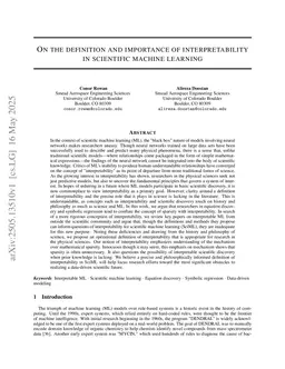 On the definition and importance of interpretability in scientific machine learning