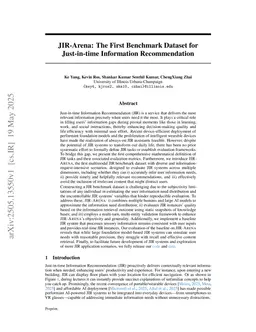 JIR-Arena: The First Benchmark Dataset for Just-in-time Information Recommendation