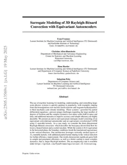 Surrogate Modeling of 3D Rayleigh-Benard Convection with Equivariant Autoencoders