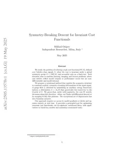 Symmetry-Breaking Descent for Invariant Cost Functionals