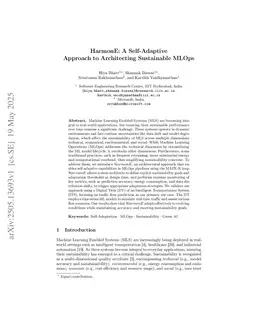 HarmonE: A Self-Adaptive Approach to Architecting Sustainable MLOps